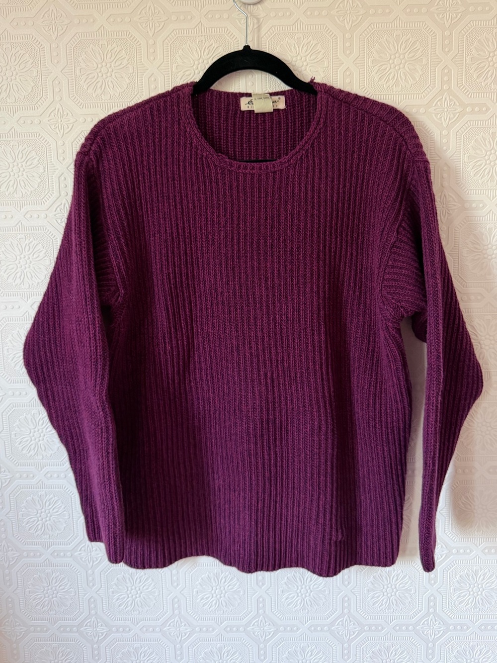Vintage Women's Eddie Bauer Crewneck Ribbed Sweater - Plum Purple Size S